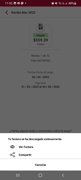 Compartir tu factura desde la App Seguros Banorte