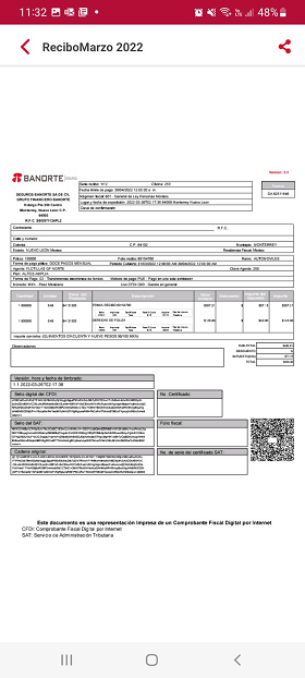 Visualizar tu factura en la App Seguros Banorte