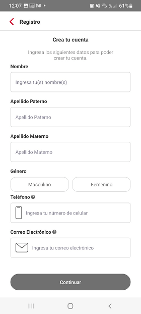 Proporciona tus datos en la App Seguros Banorte