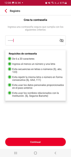 Proporciona tus datos en la App Seguros Banorte